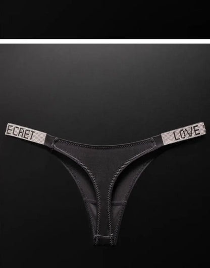 Letter Sexy Panties Women Thongs Rhinestones Diamonds G-string Sports Thong Low Waist Shorts Briefs T-back Fitness S-XL