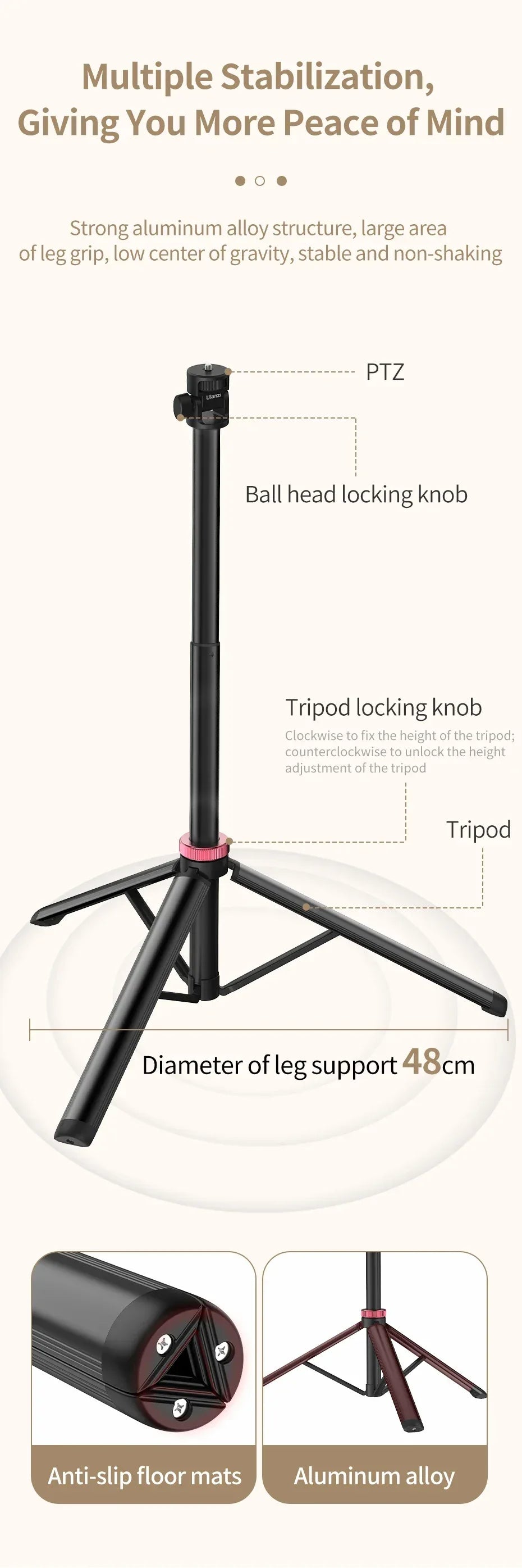 Ulanzi MT-79 2M Aluminum Alloy Light Stand Protable Tripod Stand for DSLR Smartphone Camera LED Video Light Flash Projector