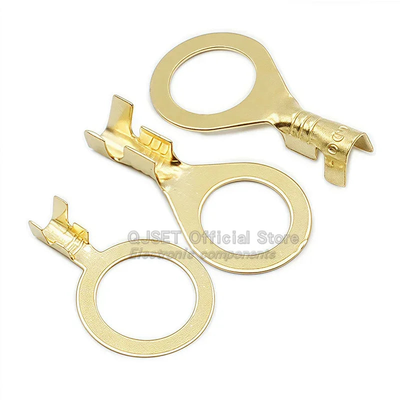 100PCS Circular Terminal Blocks DJ431 O-ring lugs Cold pressed connectors Copper lugs Terminal blocks Open ended bare ends 6.3mm