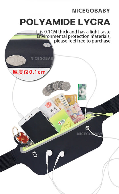 Sports waist pack Multi-functional outdoor running mobile phone men's and women's fitness waterproof invisible pocket ultra-thin