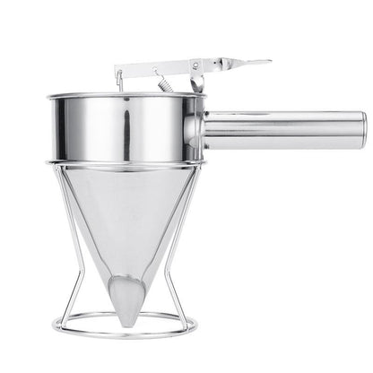 600/1200ML Oil Bucket with Holder Stainless Steel Funnel Dispenser Cupcake Pancake Batter Octopus Ball Kitchen Baking Tool