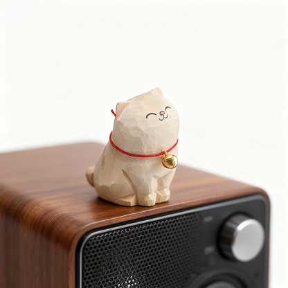 Cute Cat Animals Figurine Decorative Wooden  Ornament Kitten Statue Calico Golden gradient cat Home Office Desk Car Decor Gift