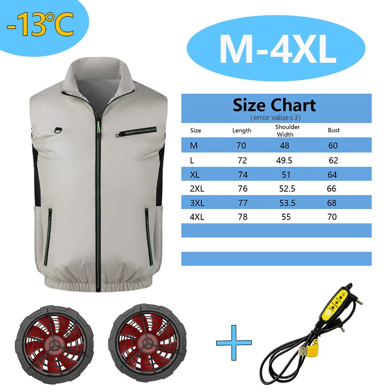 Summer cooling & heatstroke prevention fan vest, refrigerated outdoor waistcoat, fan work jacket, cooling vest, unisex style.