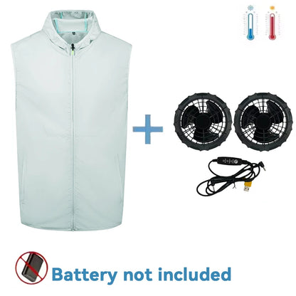 Summer Hooded Cooling Vest with Fans - Unisex Outdoor Gear for Work and Fishing