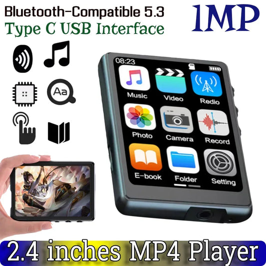 S6 MP4 Player 2.4 inches 1MP Type C USB Interface Bluetooth-Compatible 5.3 E Book/Recorder Support Full Touch Audio Player