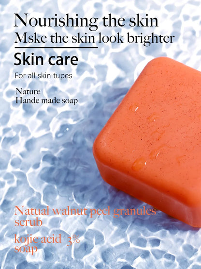 Kojic Acid Scrub Soap orange Fragrance Body Face Wash Nature Ingredient Papaya Floral Pattern Paper Style Bath