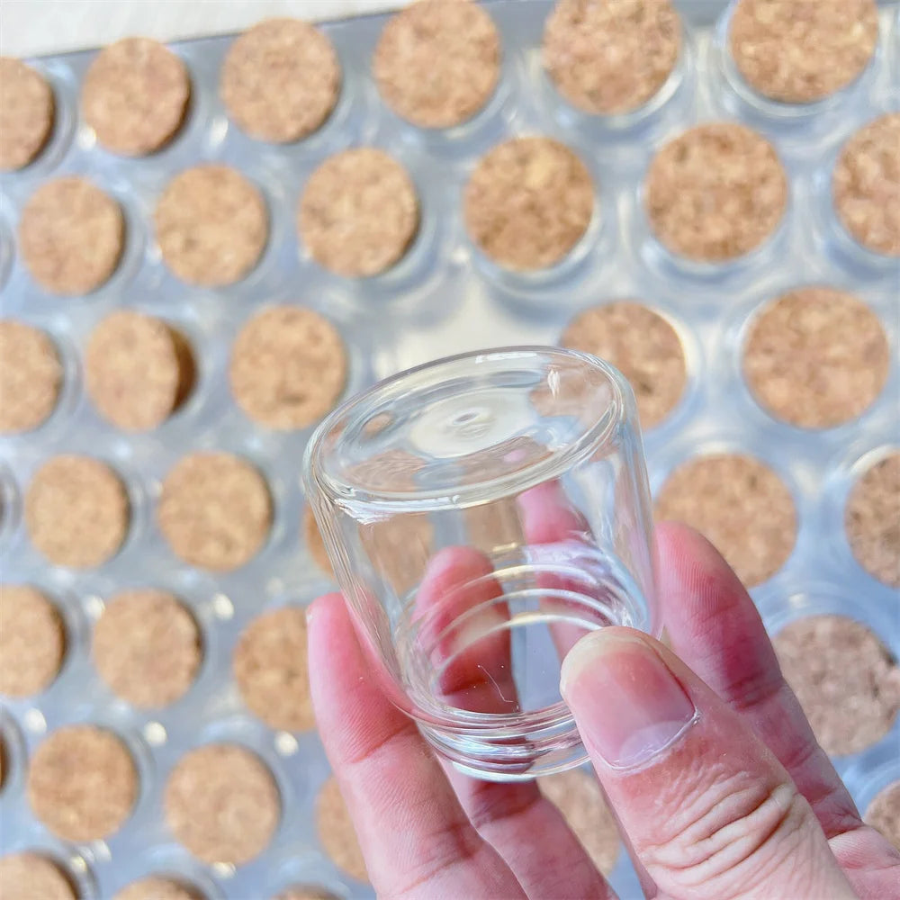 6pcs 12pcs 33x47x50mm Glass Bottles Clear Drifting Christmas Small Cork Stoppers Wedding Jars Birthday Party 50ml Wishing Bottle