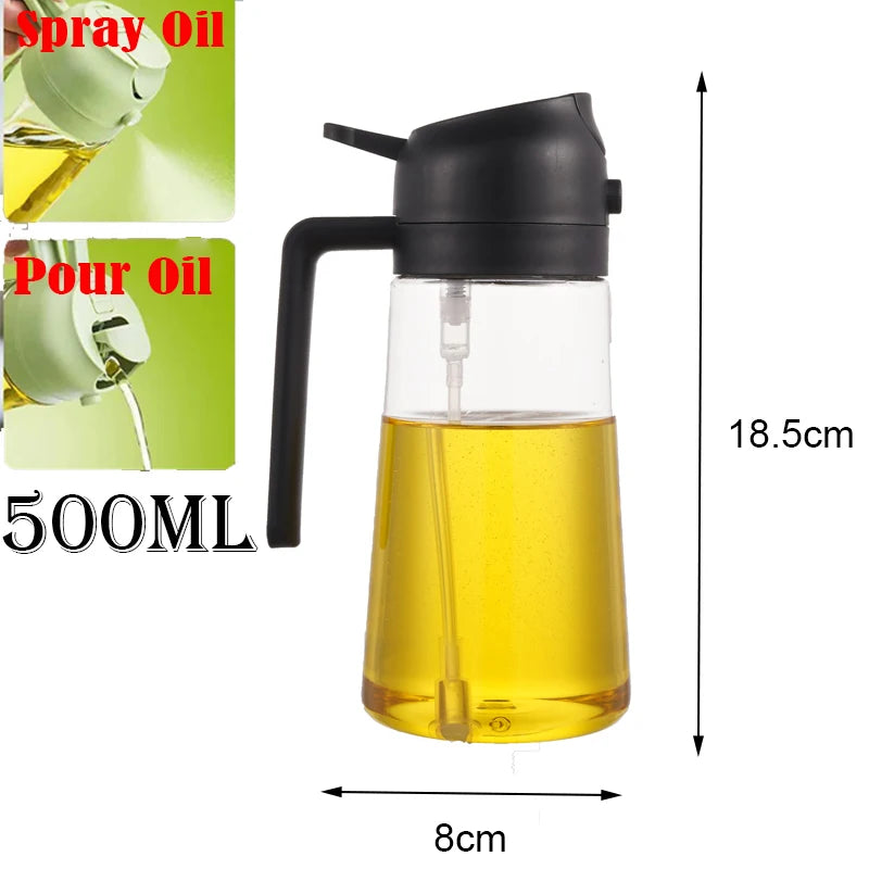 Oil Sprayer Kitchen Spray Oil Polisher 2in1 500ml Plastic Oil Sprayer Bottle Spray Dispenser Cruet BBQ Kitchen Baking Roasting