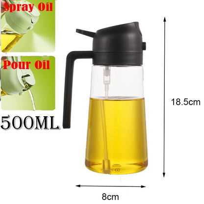 Oil Sprayer Kitchen Spray Oil Polisher 2in1 500ml Plastic Oil Sprayer Bottle Spray Dispenser Cruet BBQ Kitchen Baking Roasting
