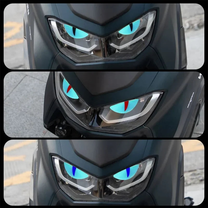 Luminous Eyes Car Stickers Green Glowing Devil's Eye Car Motorcycle Headlight Styling Sticker 3D Drip Glue Cat Eye Decoration