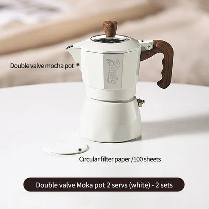 Bincoo Double valve Moka Pot Electric Stove Set Coffee Pot Household Italian Espresso Machine Mocha Pot Barista Accessories 220V
