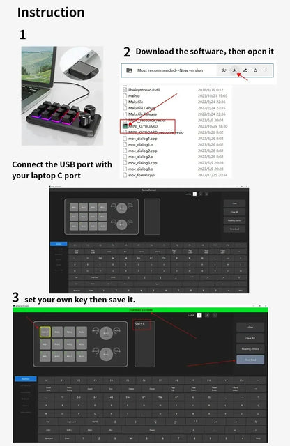 12 Key 2 Knob Mini Macro Custom Keyboard Bluetooth/3 Modes Programming Mechanical Keyboard Gaming Drawing Switch Hot-swap Keypad