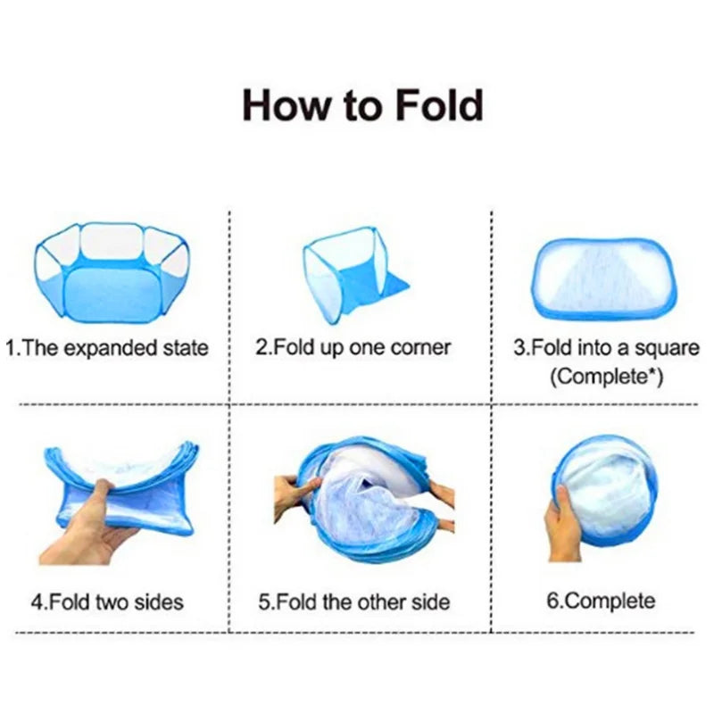 Foldable Open Pet Playpen Portable Transparent Pet Cage Yard Fence for Dog Cat Rabbit Hamster Guinea Pig Indoor Outdoor