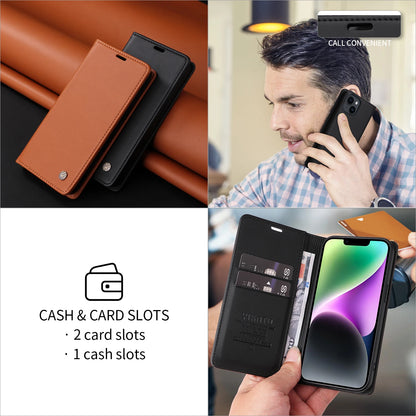 Magnetic Leather Wallet Flip Case for iPhone 17 Air 16e 16 15 14 13 12 11 Pro XS Max 8 7 Plus | Ultra Silm Design | Premium Case