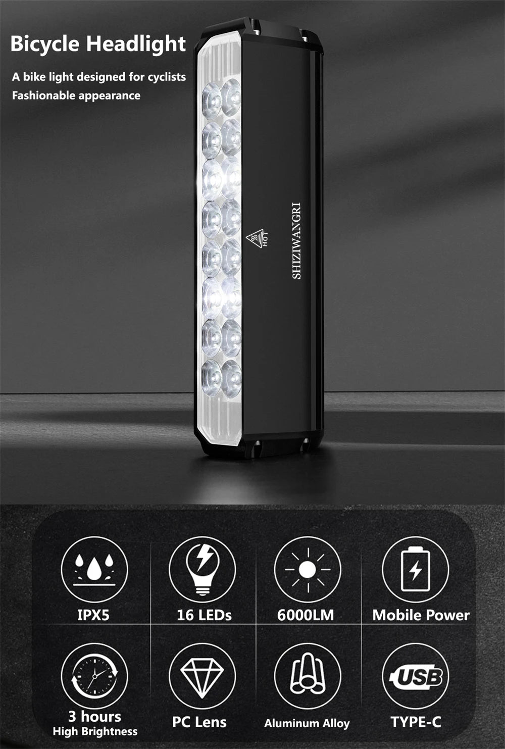 Bicycle Light Front 5200LM LED Light for Bicycle 8000mAh Mountain Cycle Headlight Lamp MTB Bike Light USB Flashlight Super Brigh