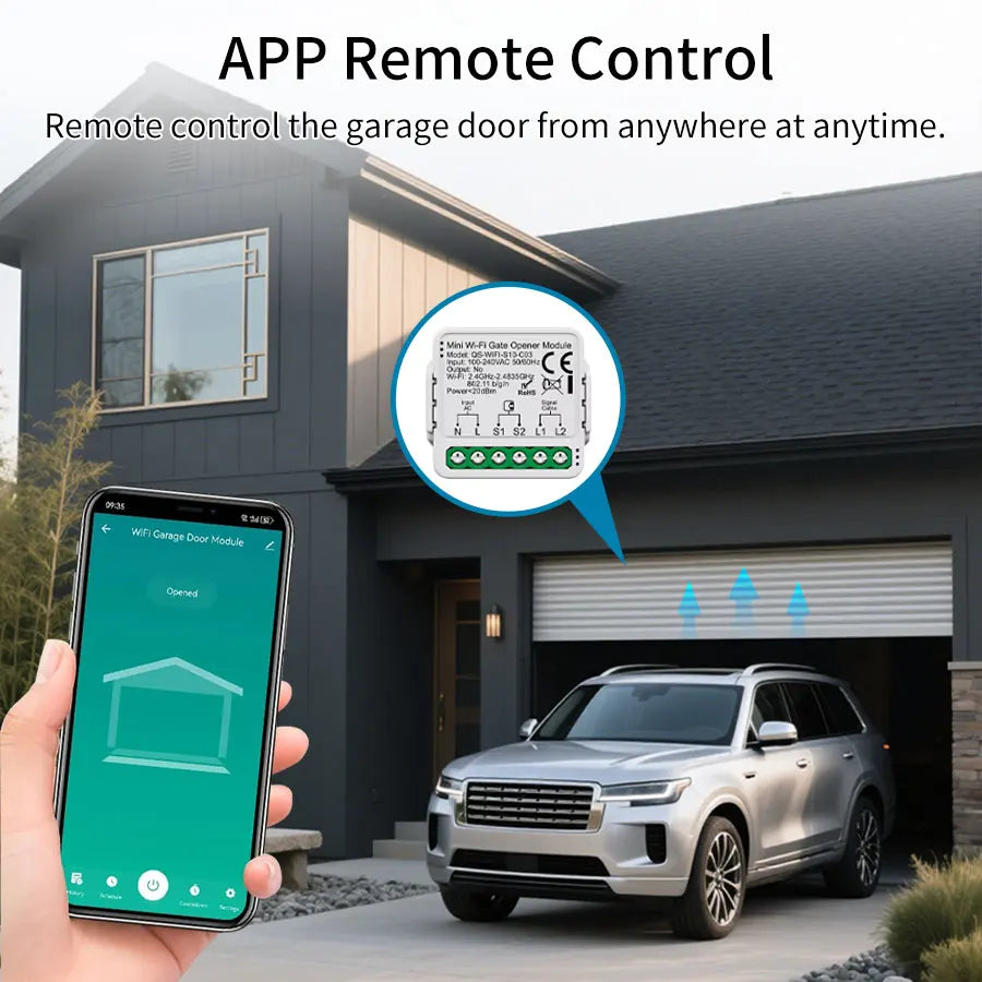 Tuya Smart Garage Door Switch Module Wifi 100-240V Gate Opener Controller for Alexa Google Home Assistant Yandex Voice Control