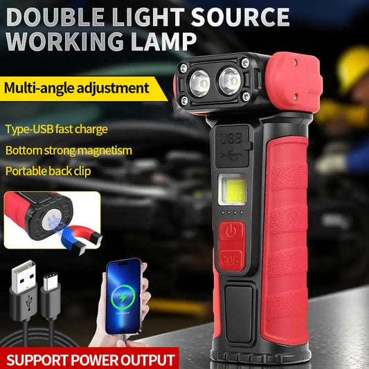 Mini lampe torche LED rotative ultra-lumineuse, lampe torche d'urgence rotative, lampe de travail rechargeable, lampe torche de poche