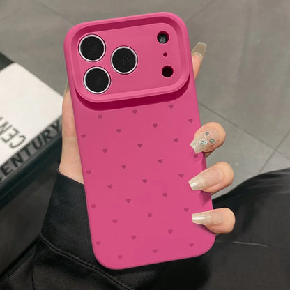 Cute Love Heart Candy Color Matte Case for iPhone 17 16 15 Pro Max 14 Plus 12 13 11 Air Soft Liquid Silicone Ultra Slim Cover