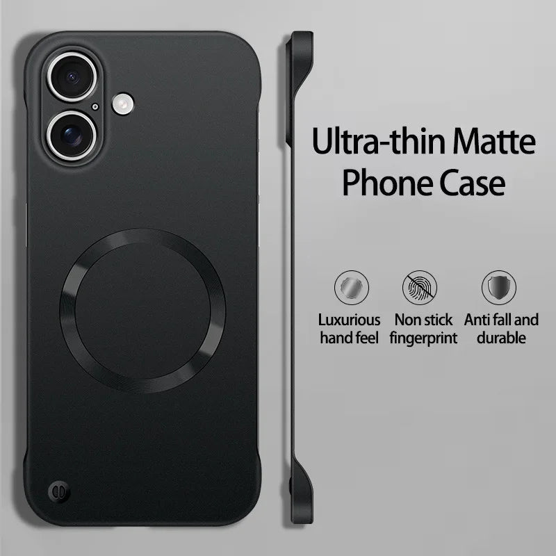 New Slim Thin Matte Metal Painted PC Magnetic Case For Magsafe iPhone 17 Air 17 16 15 14 13 12 Pro Max Plus Frameless Cover