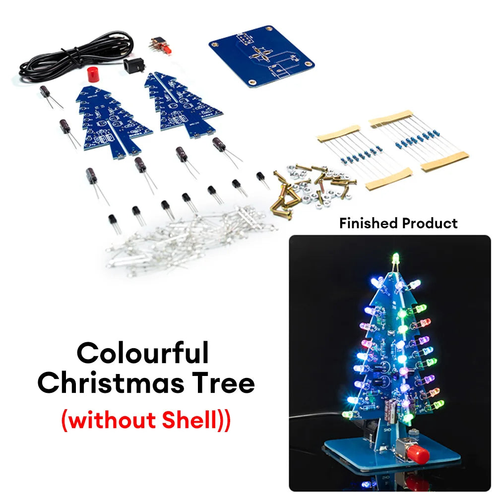 Three-Dimensional 3D Christmas Tree LED DIY Kit Colorful LED Flash Circuit Kit Electronic Fun Suite