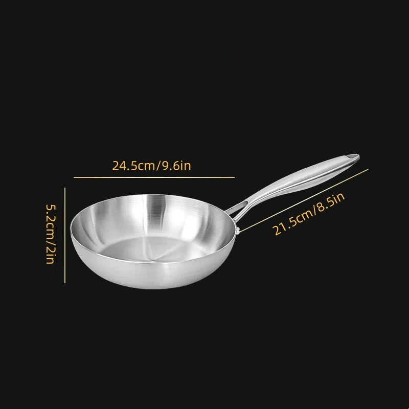 304 stainless steel frying pan, non stick pan, steak pan, suitable for gas stoves and induction cookers, uncoated kitchen utensi