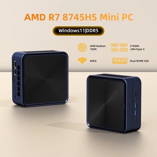 ZXIPC Mini PC AMD Ryzen 7 8745HS R5-6600H R7-7735HS R7-7840HS DDR5 M.2 NVME SSD Support 4K HDMI Display/WiFi6/USB3.2/Office by PDG ibma