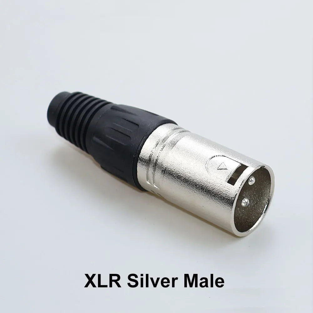 JCD XLR 3Pin Male/Female Microphone Audio Cable Plug Panel Pure Black Silver Copper Gold-Plated XLR Connector Socket