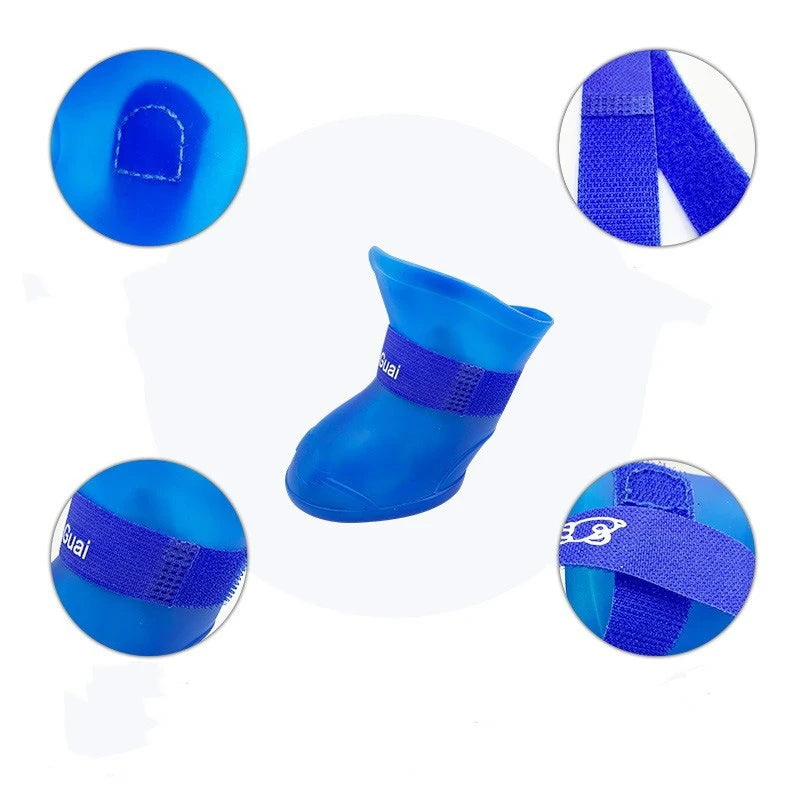 4Pcs Pet Waterproof Raincoat Anti-slip Rubber Boot For Small Medium Large Dogs Cats Outdoor Shoe Dog Ankle Boots Pet Rain Shoes