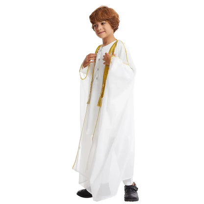 Muslim Saudi Arabian Boy Abaya Children Praying Islamic Clothing Kimono Middle Eastern Teen Dress Dubai New Fashion Classic