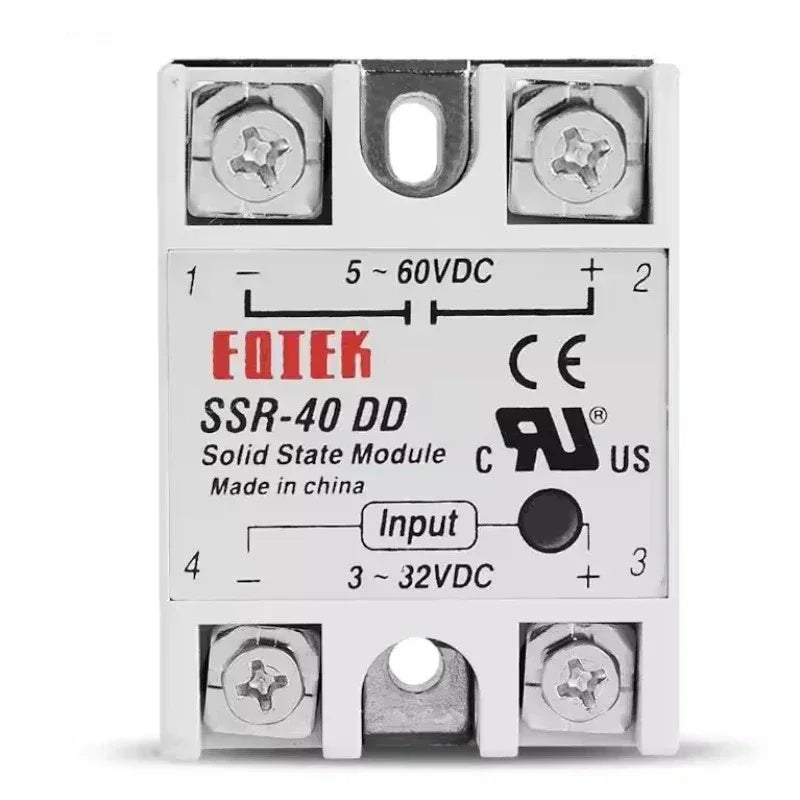 DC-DC Single Phase Solid State Relay SSR Module 10A 25A 40A 60A 80A 100A Input Voltage 3-32V 12V to 5-60V DC Output Load Relays