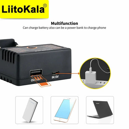 LiitoKala Lii-202 18650 Charger 1.2V/3.7V/3.2V/3.85V 21700 20700 2665014500 16340 NiMH li-ion battery Smart charger
