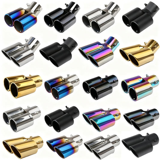 Universal Dual Exhaust Tip Stainless Steel Slant Cut Tip for Car Exhaust Pipe Extension Modification Decoration Muffler Tailpipe by PDG ibma