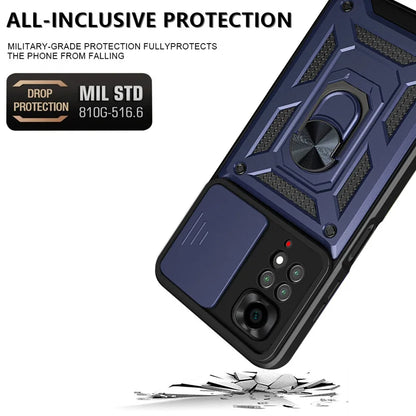 Slide Camera Lens Protector Armor Case For Redmi Note 13 12 11 10 Pro Plus 10s 11s 12s 13C 12C Military Grade Bumpers Ring Cover