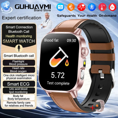 2026 New Health Smart Watch Precise Measurement ECG+PPG Blood Pressure Uric Acid Body Fat Analysis call SmartWatch For Men Women