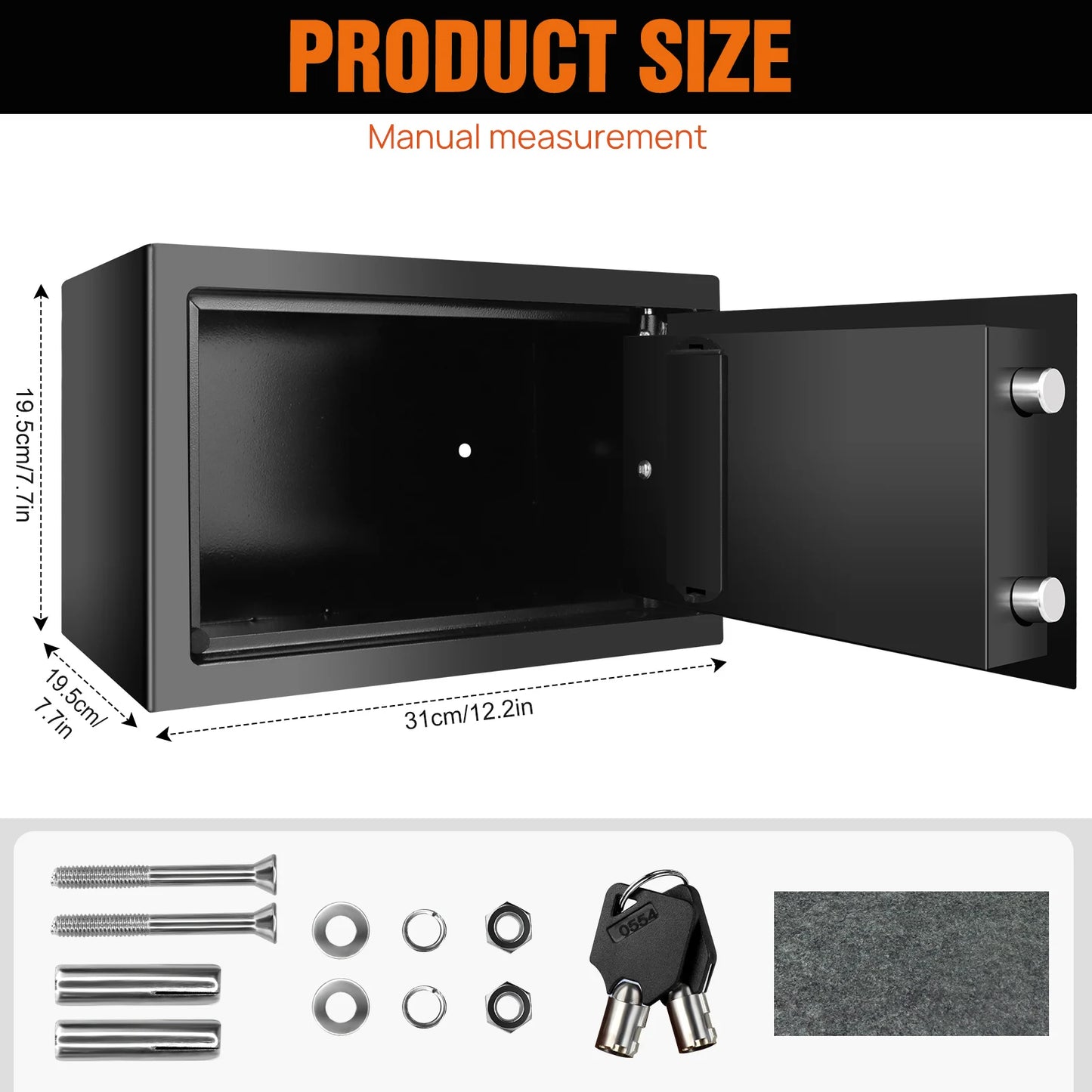 4.6L/8.5L/16L Safes for Home+ 2 Manual Override Keys,Security Safe Cash Box with Double Digital Keypad&Safety Key Lock Cabinet