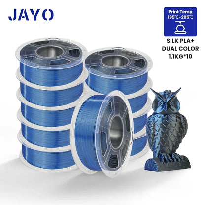 JAYO 10Rolls SILK PLA+ 3D Filament 1.75mm SILK PLA Rainbow  Filament for FDM 3D Printer SILK Dual & Triple 3D Printing Materials