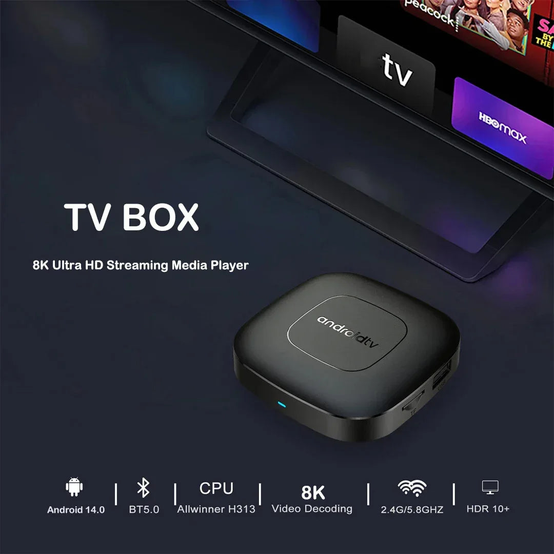 Smart TV Box 8GB 128GB Android 14 ATV Allwinner H313 Google Assistant 8K Video 4k HDR10 Media Player T1 Very Fast Set Top Box