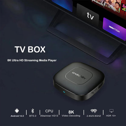 Smart TV Box 8GB 128GB Android 14 ATV Allwinner H313 Google Assistant 8K Video 4k HDR10 Media Player T1 Very Fast Set Top Box