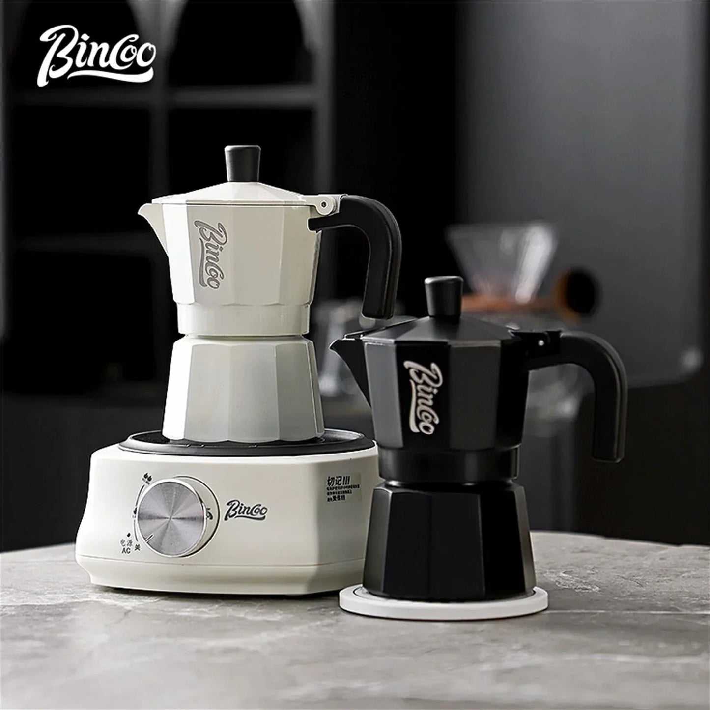 Bincoo Double Valve Moka Pot Coffee Espresso Machine Electric furnace Hand Brewed Coffee Italian Home Outdoor Barista Tools 220V