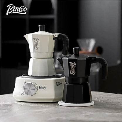 Bincoo Double Valve Moka Pot Coffee Espresso Machine Electric furnace Hand Brewed Coffee Italian Home Outdoor Barista Tools 220V