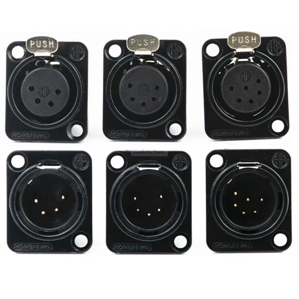 1pcs 3,4,5,6,7 pin Male/Female Black/Silver Metal Square XLR Speaker Panel mount socket Connector