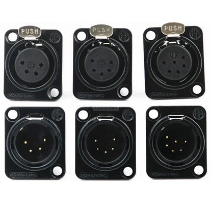 1pcs 3,4,5,6,7 pin Male/Female Black Metal Square XLR Speaker Panel mount socket Connector