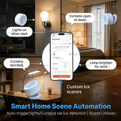 Smart Zigbee Light Sensor Illuminance Brightness Detector Real-Time Lux Monitoring Smart Home Automation For Tuya Smart Life Z2M