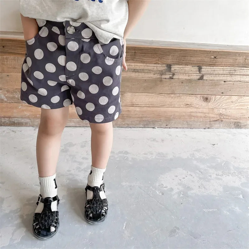 deer jonmi 2022 Summer Baby Girls Polka Dots Shorts Korean Style Children Cotton Trousers Toddlers Kids Casual Shorts