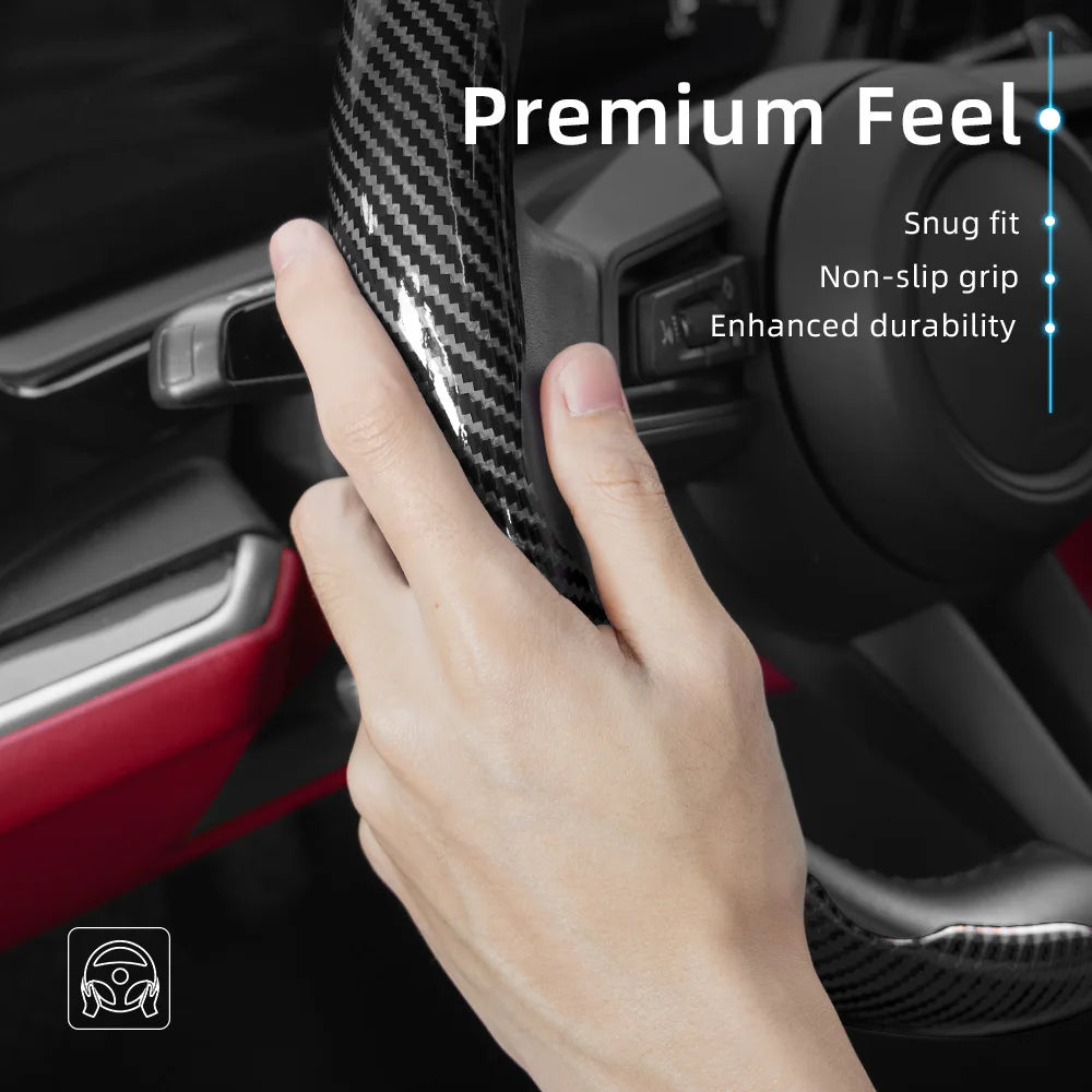 Suitable for Seat Carbon Fiber Texture Steering Wheel Cover with Segmented Quick-Release Design, Durable, for Models Such as Ibiza, Arona, Leon, Leon Sportstourer, Ateca, Etc., in Black, Blue, Red, Silver, and White by PDG ibma