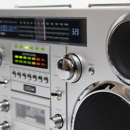 GPO Brooklyn Retro Boombox | Cassette Player, CD Player, Bluetooth Speaker, FM Radio, Portable Stereo System