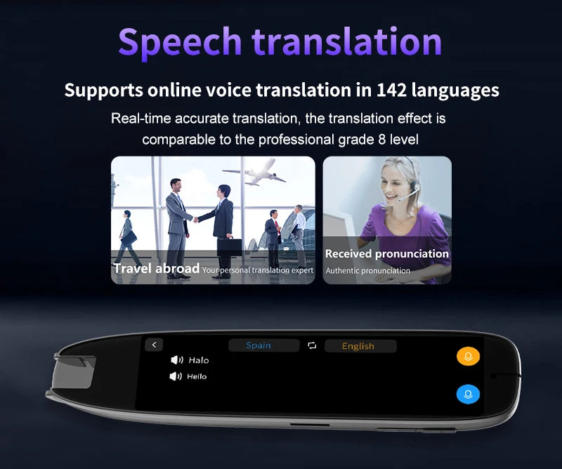 Translation Pen for Dyslexia Scanner Reading Pen 142 Text to Speech Smart Recording Pen Voice Wireless Text Extract Translator