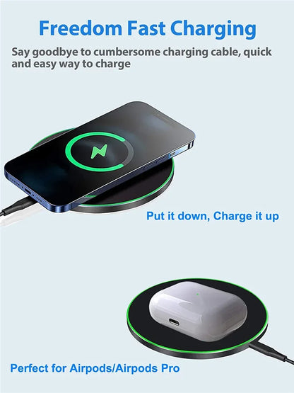 50W Wireless Charger Pad For IPhone 16 15 14 13 12 Pro XS Max 8 Upgrade Fast Wireless Charging Station For Samsung Xiaomi Huawei