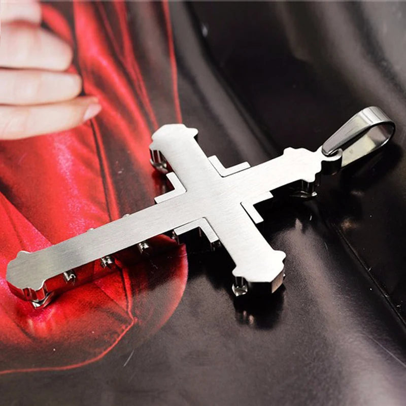 Minimalist Cross Chain for Men – Cool Black & Gold CZ Pendant, Punk Streetwear Gift