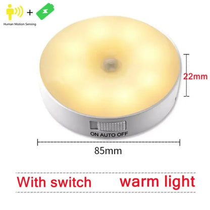 Night Light Motion Sensor Light USB LED Lamp With Switch Rechargeable Inductor Lights For Kitchen Stairs Hallway Closet Bedroom
